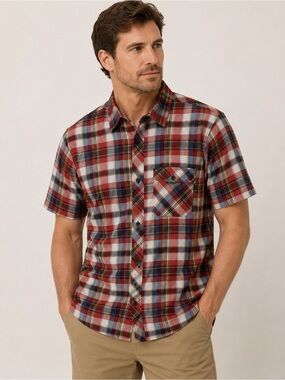 OUTDOOR RESEARCH Pale Ale Plaid Short Sleeve Button Down Tencel Nylon UPF 15 XL